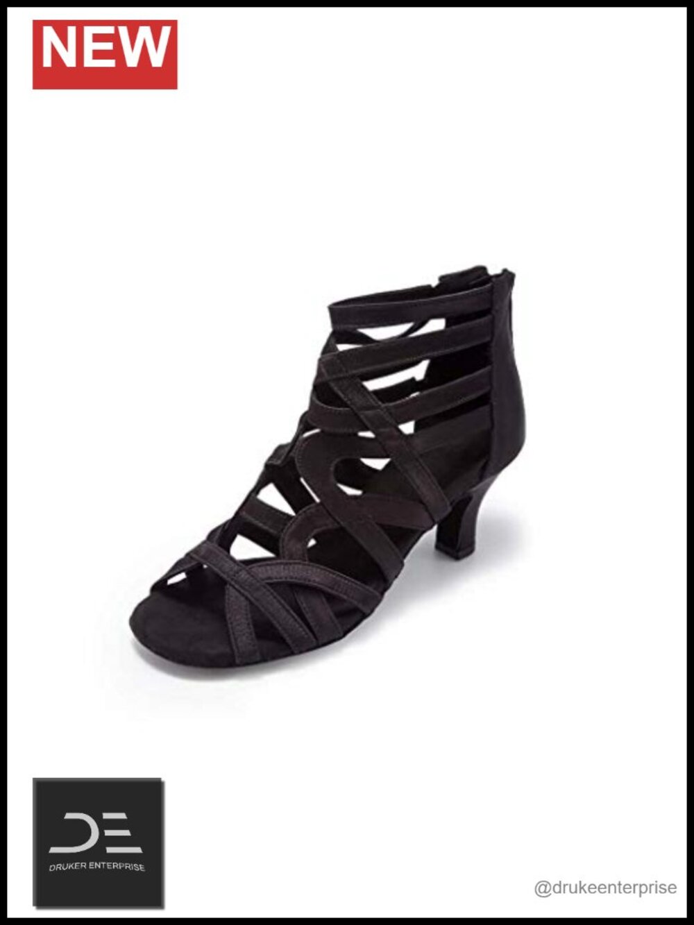 Women's Ballroom Dance Shoes Suede Block Heel Open Toe Ankle Strap S206